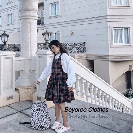 Váy yếm caro babydoll bánh bèo tiểu thư siêu xinh - Đầm caro dáng xòe nữ tính | BigBuy360 - bigbuy360.vn