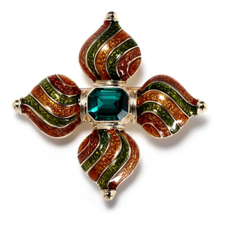 Ghim Cài Áo Hình Chữ Nhật Đính Ngọc Trai Giả Màu Sắc Vintage