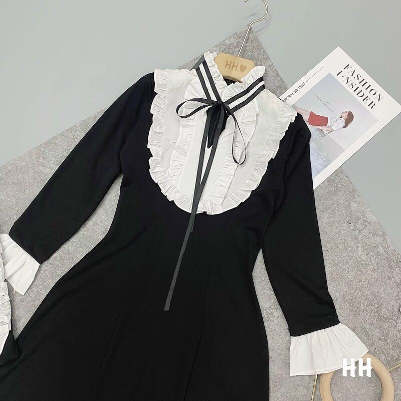 Váy xòe pha bèo cổ nơ hàng đẹp | BigBuy360 - bigbuy360.vn