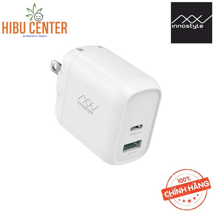 Sạc Nhanh Innostyle Minigo Pro Dual PD/QC3.0 18W White -HIBUCENTER