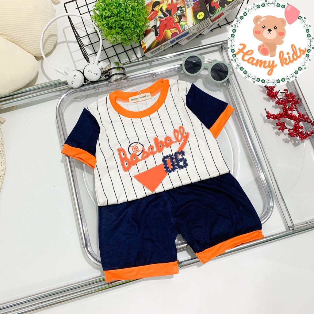 Bộ Cộc Tay Bé Trai Bé Gái Minky Mom Chính Hãng Thun Lạnh Hình in Đồng Phục Bóng Chày Trẻ Em 0-5 Tuổi Dưới 20kg- Hamykids