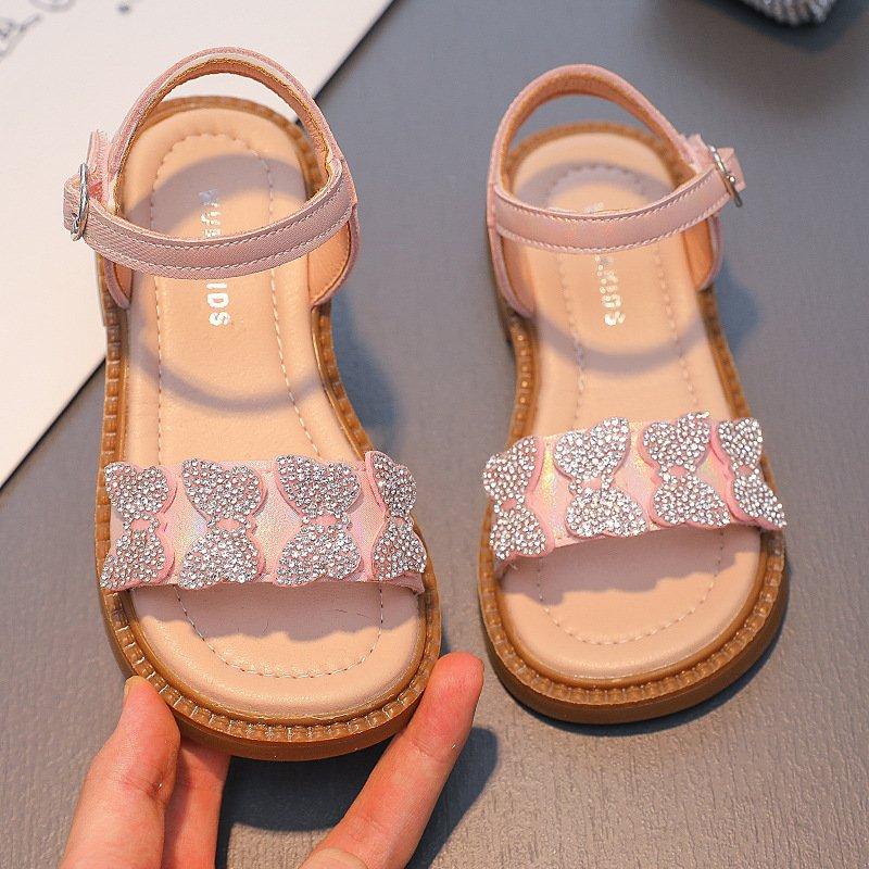 SANDAL DA THẬT CHO BÉ GÁI HIỆU WUMA MẪU QUAI BƯỚM ĐÁ HỒNG