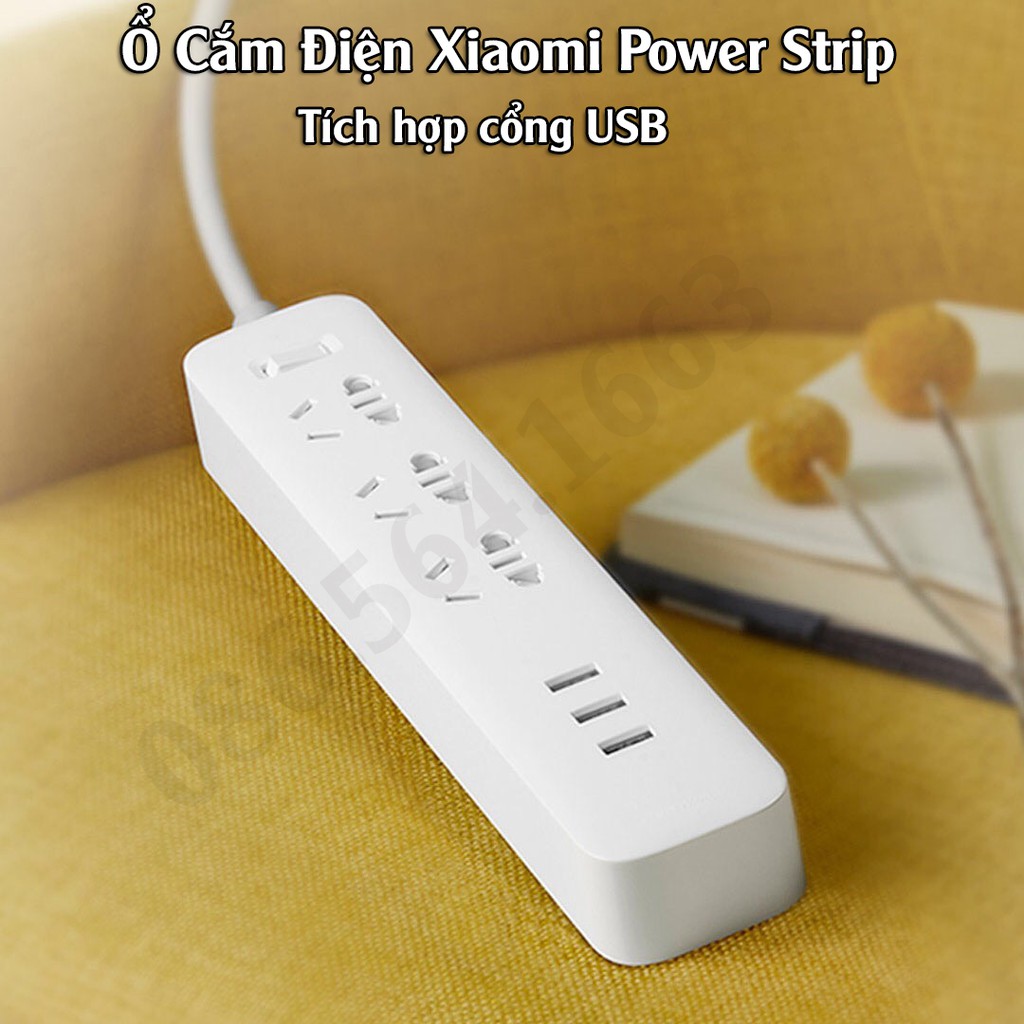 [ Chính Hãng ] Ổ Cắm Điện Xiaomi Mi Power Strip Tích Hợp 3 Cổng USB Sạc Nhanh 5V2A - Ổ Cắm Điện Gia Đình 220V - 2500W