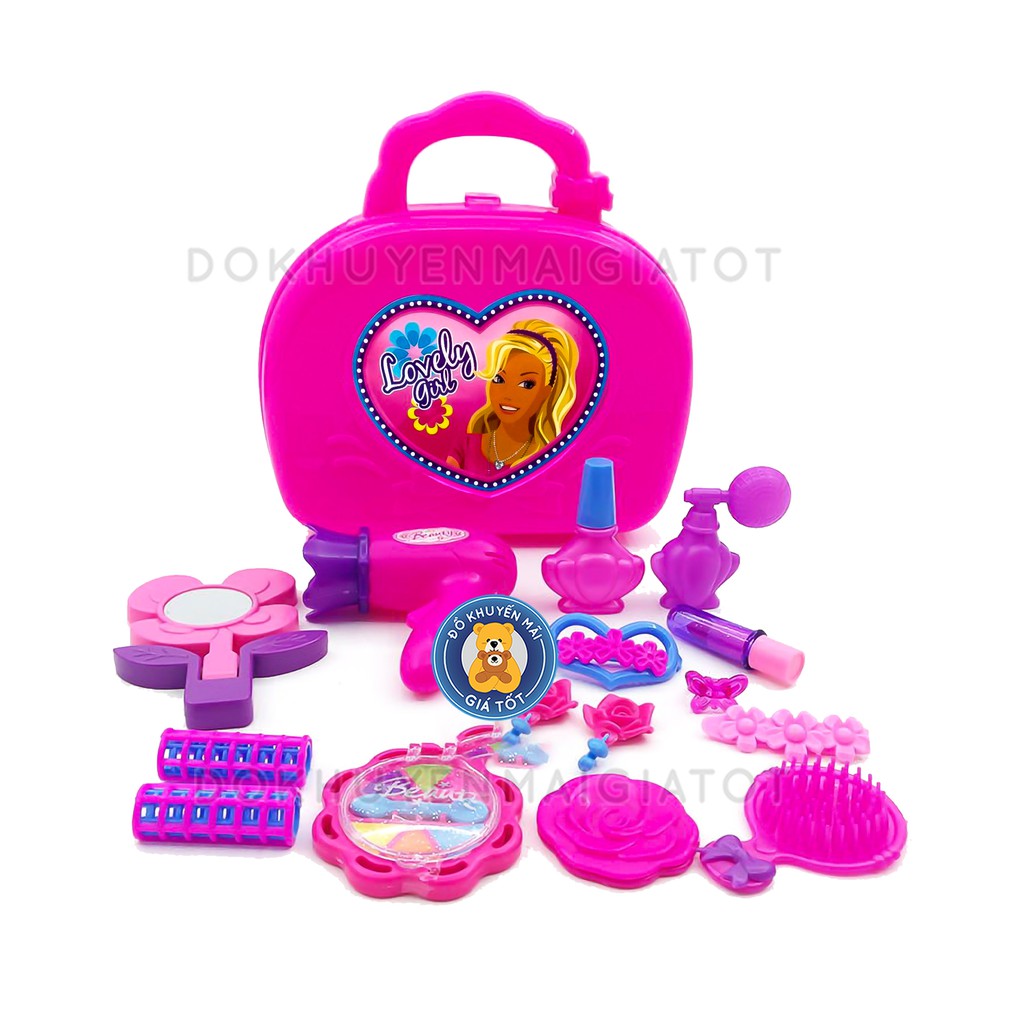 Bộ đồ chơi trang điểm cho bé gái dạng vali nhiều chi tiết màu hồng dễ thương 1598AB