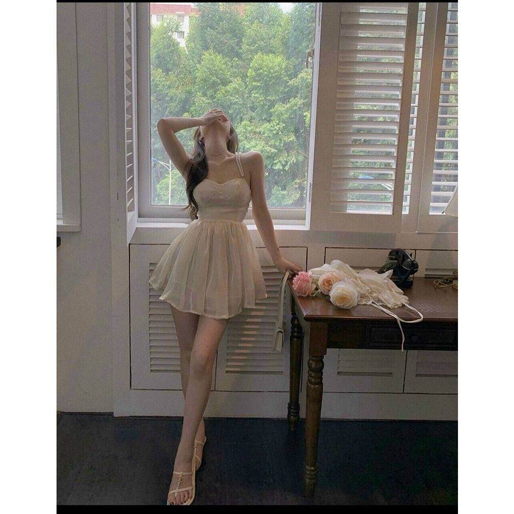 Đầm dự tiệc nude cúp ngực kết cườm váy nữ xinh chụp kỉ yếu sang chảnh XUKA-DRESS chất Voon xịn xò cao cấp