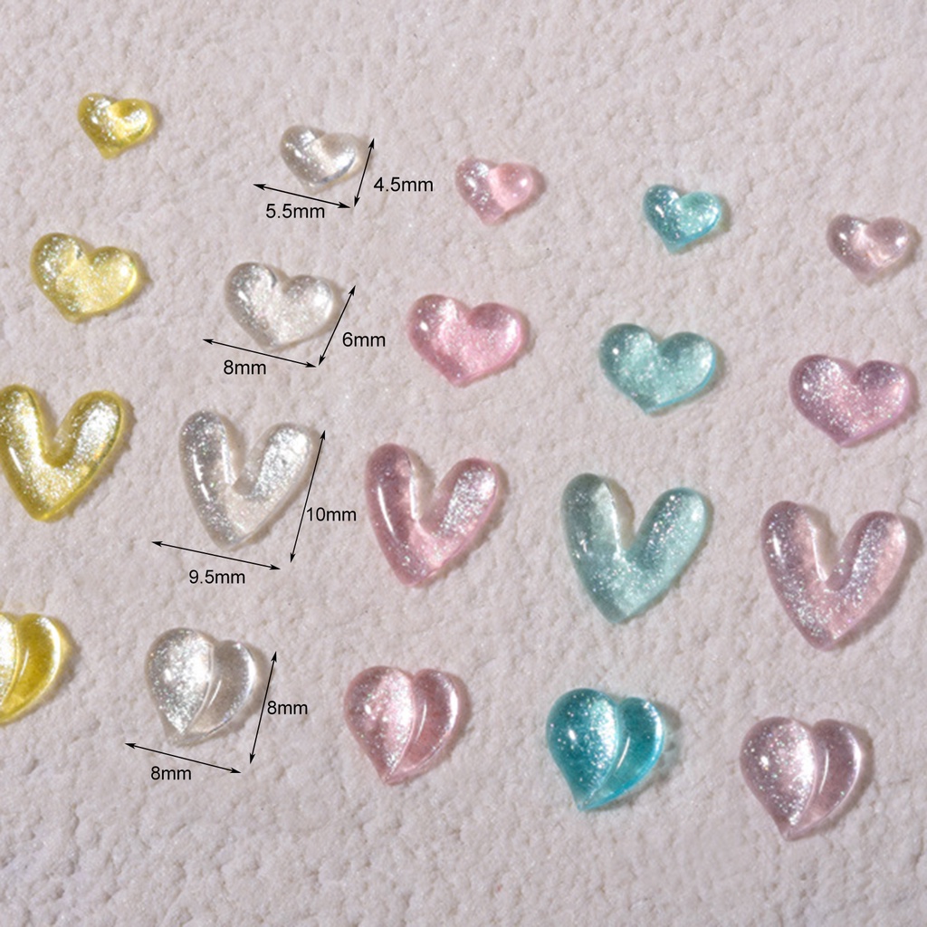 20 Charm pha lê mắt mèo trái tim trong suốt