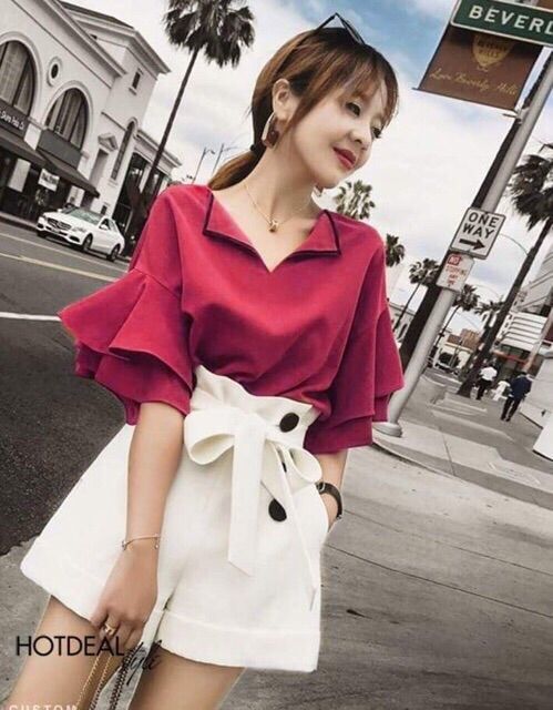 Quần short phối nút