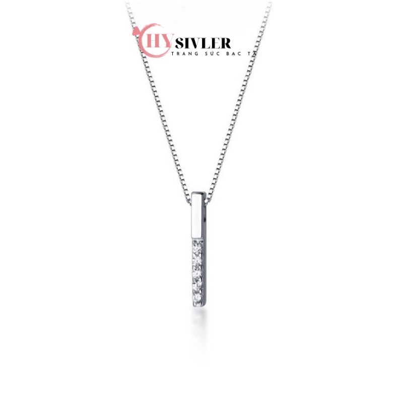 Dây chuyền bạc 1 thanh đá đơn giản nhẹ nhàng nữ tính dây chuyền nữ bạc thật giá rẻ CHY SILVER