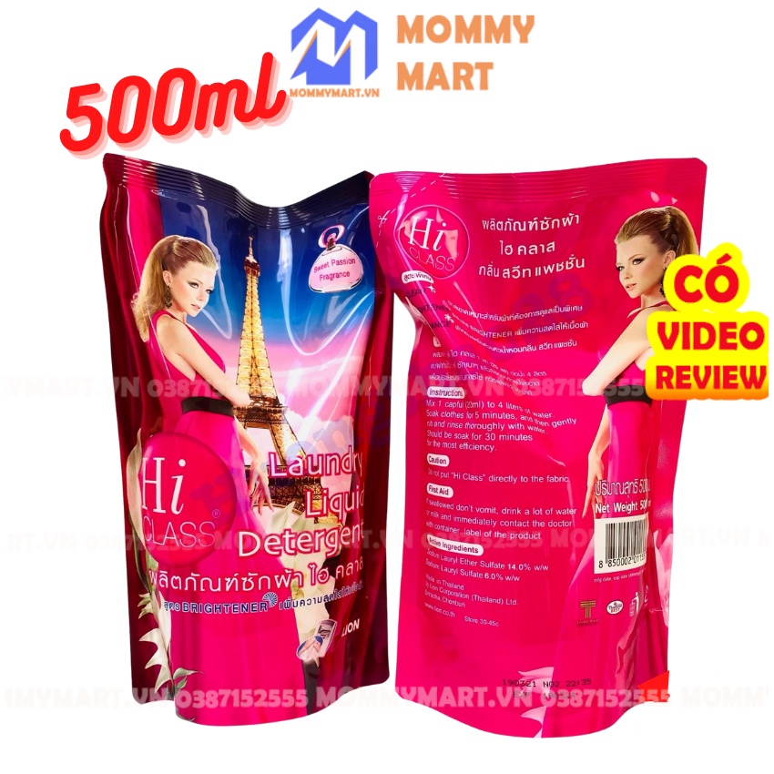 Nước Giặt Thái Lan Hiclass Túi 500ml, Nước giặt Thái Giặt sạch thơm, an toàn cho da Mommymart