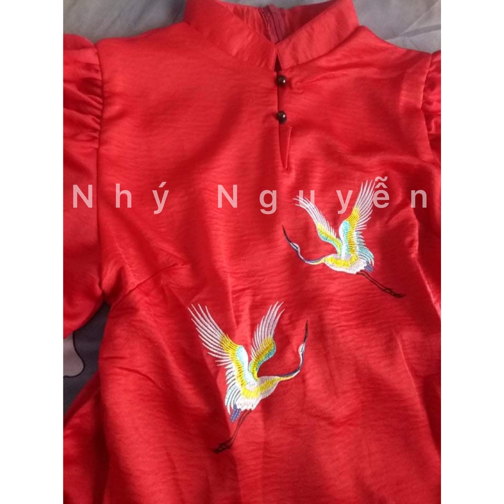 MẪU THÊU HẠC MÀU ĐỎ