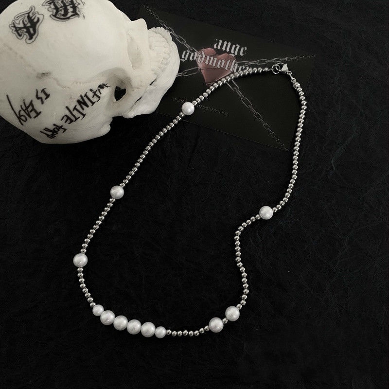 Dây chuyền ngọc trai kiểu bất đối xứng đơn giản dễ phối đồ 22383