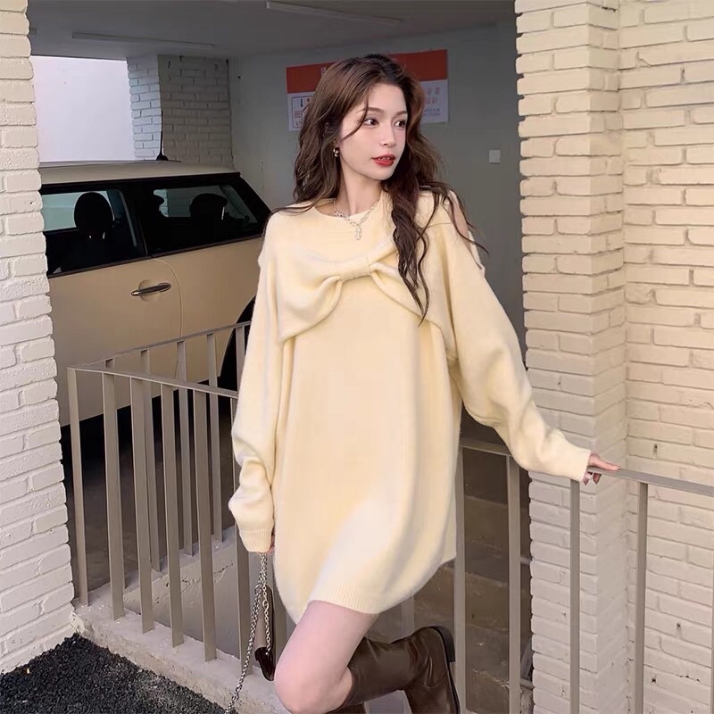📎ÁO LEN NƠ KNOT SWEATER 2022 THIẾT KẾ TRỄ VAI😘📎