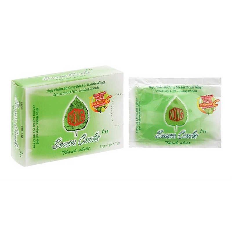 Bột sủi thanh nhiệt Sensa Cools giúp giải nhiệt, giảm nhiệt miệng, nổi mụn, tăng cường đề kháng - Hộp 6 gói