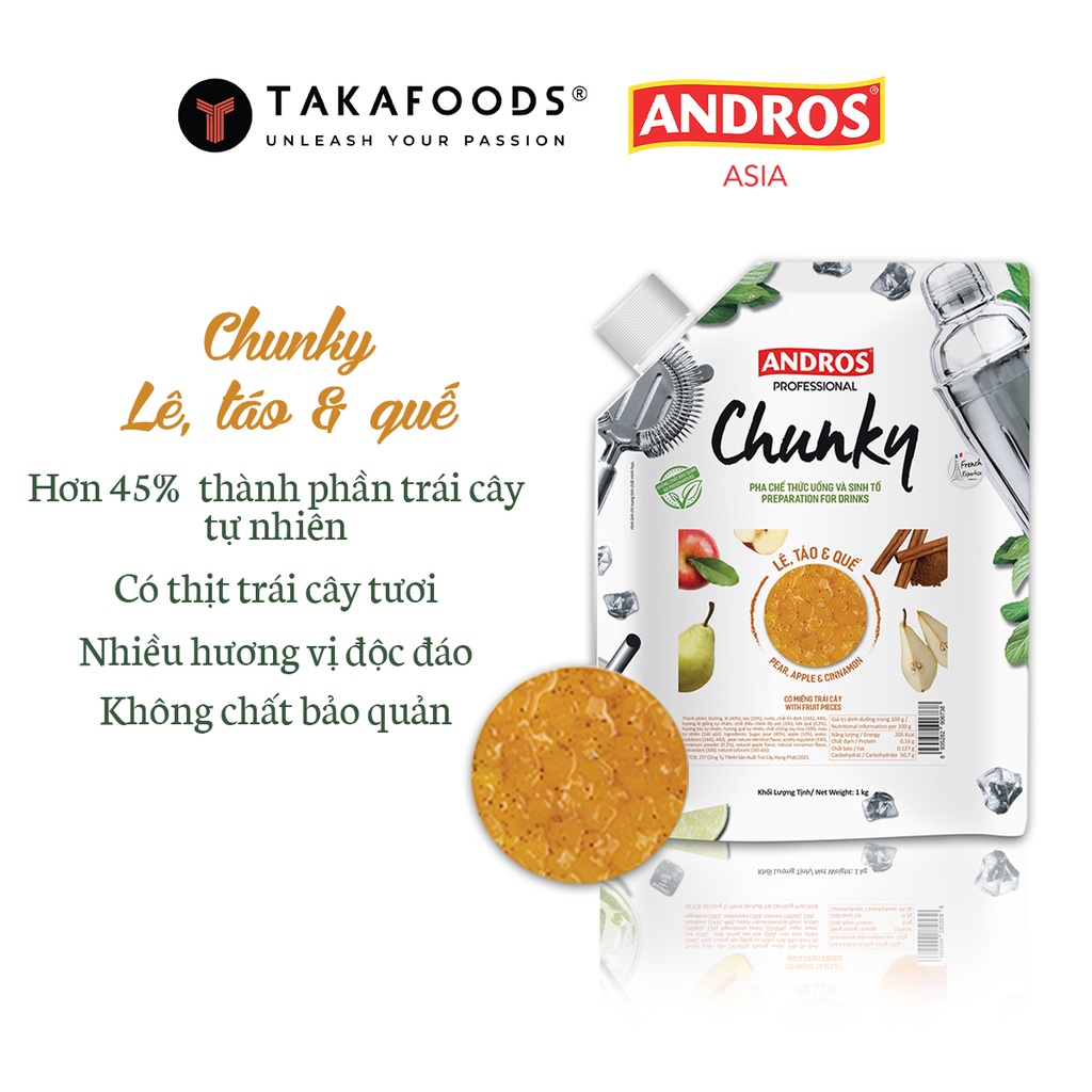 Mứt trái cây Chunky bịch 1 kg Vị Táo Lê Quế