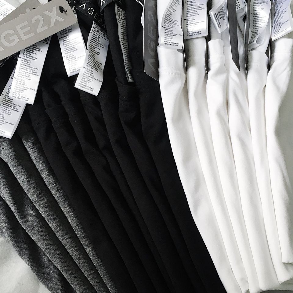 3 MÀU ÁO THUN TRƠN SIÊU HOT TRĂNG, ĐEN, XÁM #AGE2X chất thun cotton 4 chiều,dầy mềm,hút mồ hôi tốt,khô nhanh | BigBuy360 - bigbuy360.vn