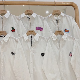 [S0000]🖤 Áo sơ mi trắng basic form vừa thêu hình cutie (Có sẵn/ảnh thật)