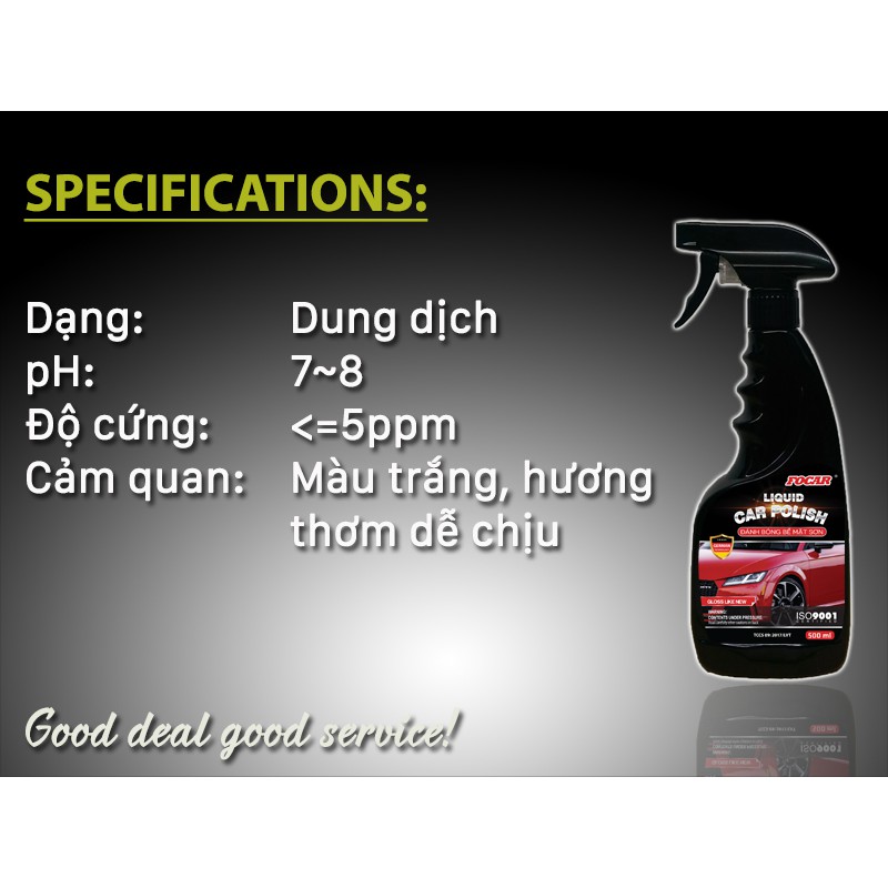 Bộ 2 chai dưỡng bóng vỏ sơn ô tô FOCAR Liquid Car Polish 500ml