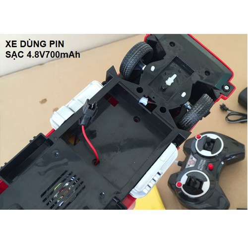 Xe cứu hỏa điều khiển từ xa sóng 2.4G phun được nước đồ chơi trẻ em sử dụng pin sạc Ni-cd 4.8v - DC043DKP