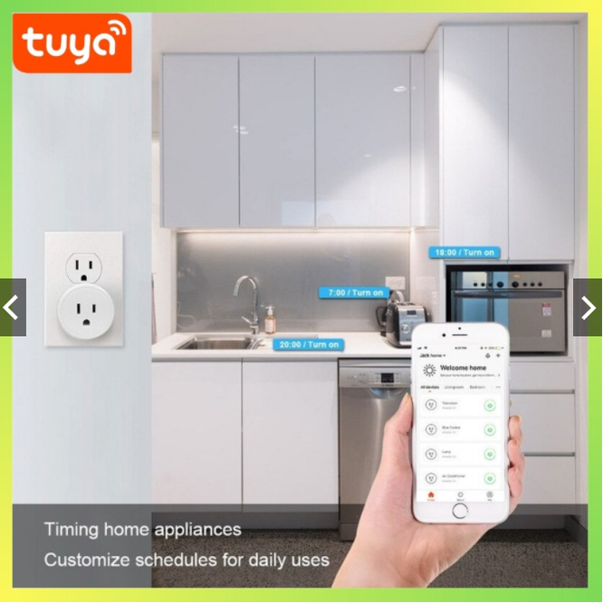 Ổ Cắm Điện Thông Minh Kết Nối Wifi Điều Khiển Từ Xa, APP Tuya hoặc Smart Life. 100v 220v-10A