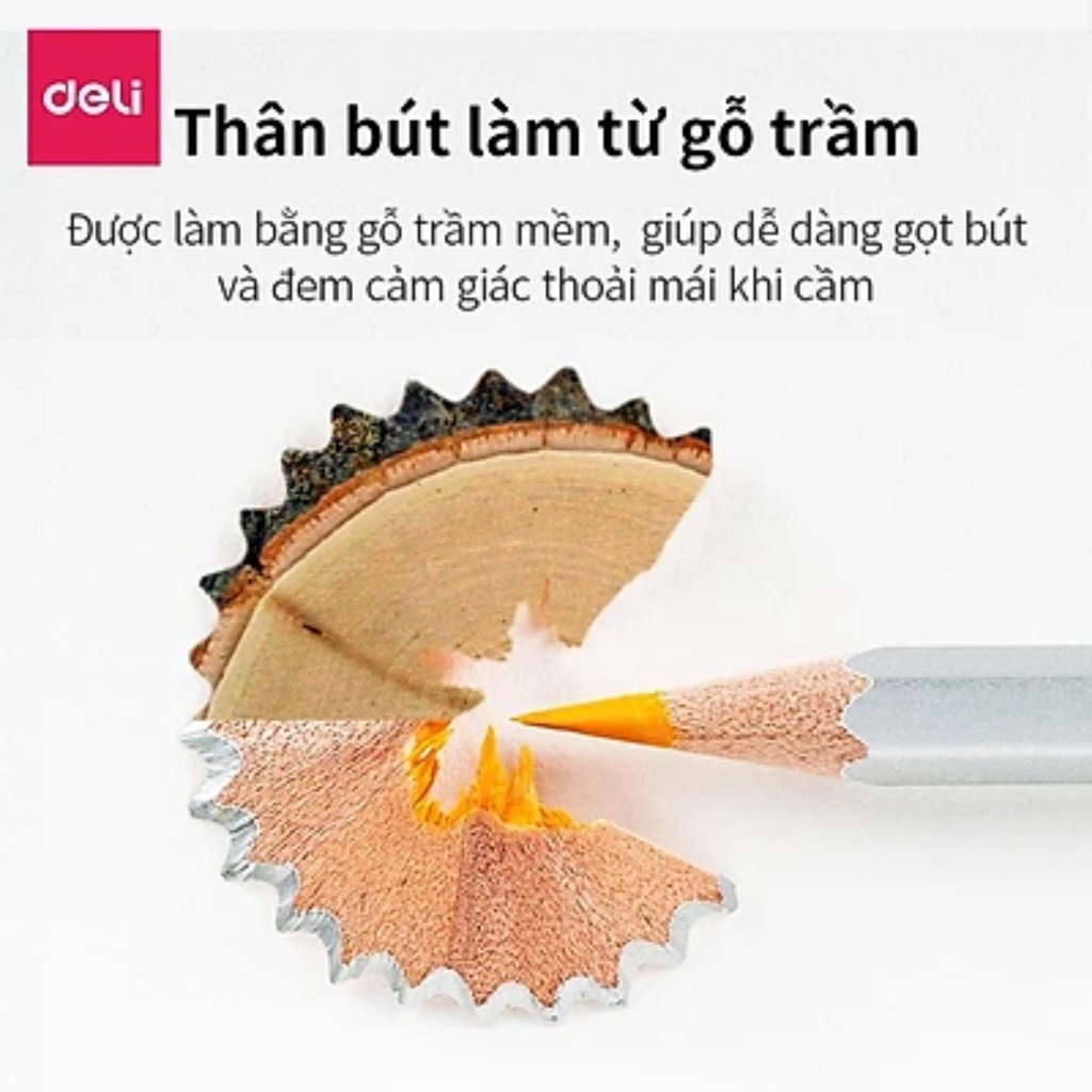 Bút chì màu nước gỗ trầm cao cấp Deli hộp thiếc kèm cọ tán. Bộ 24/36/48/72 màu 6521 / 6522 / 6523 / 6524