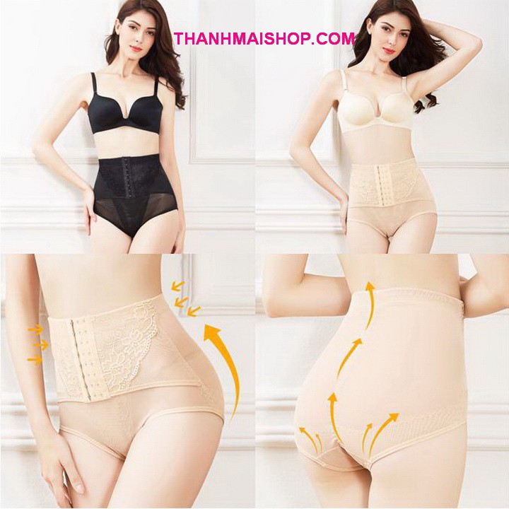 Quần gen bụng GQ008 thun lưới lưng cao phối ren có 3 hàng móc cài cố định | BigBuy360 - bigbuy360.vn