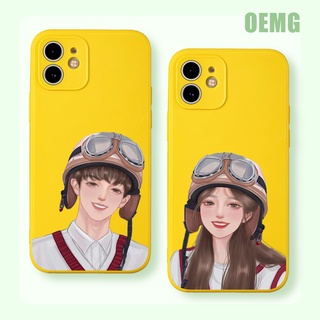 Ốp Điện Thoại Silicone Mềm Chống Sốc Màu Vàng cặp đôi dễ thương Thời trang Cho for iPhone 13 12 11 Pro Max X XR XS 8 7 6S Plus SE 2020 ZJ482