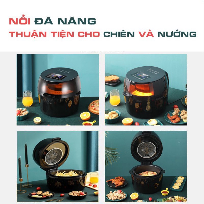 Nồi Chiên Không Dầu CAO CẤP 1500W - Nồi chiên CAMEL 8L cảm ứng điện tử và núm vặn cơ, tích hợp nhiều chế độ nấu