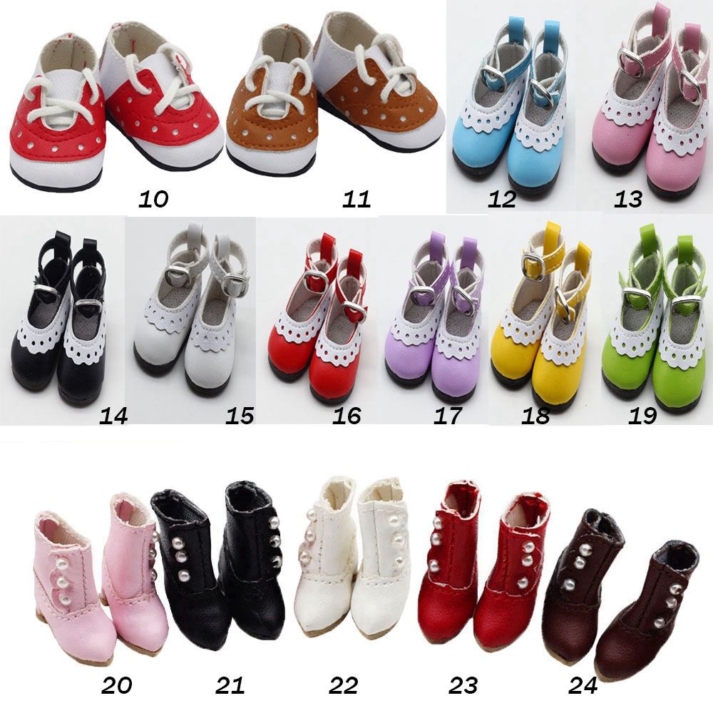 Giày boot da mini nhiều màu sắc cho búp bê 20cm 24 kiểu dáng
