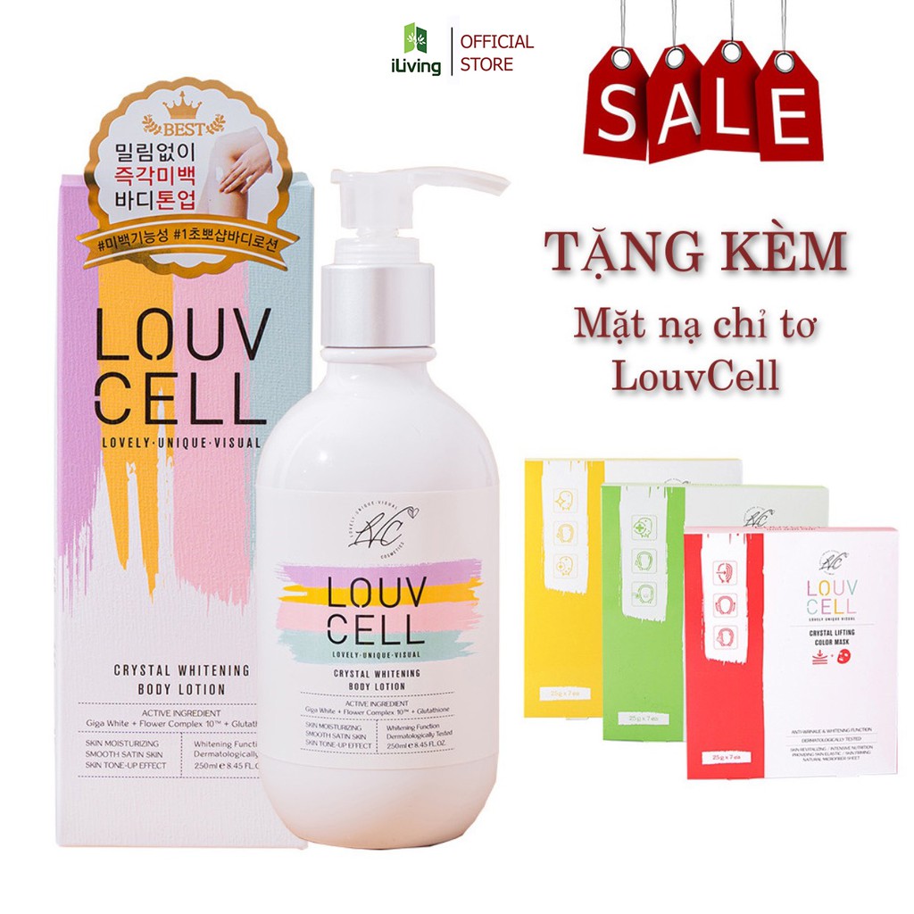 Kem dưỡng ẩm trắng da body Louv Cell Crystal Whitening Body Lotion 250ml ILIVING-LOUDTB250
