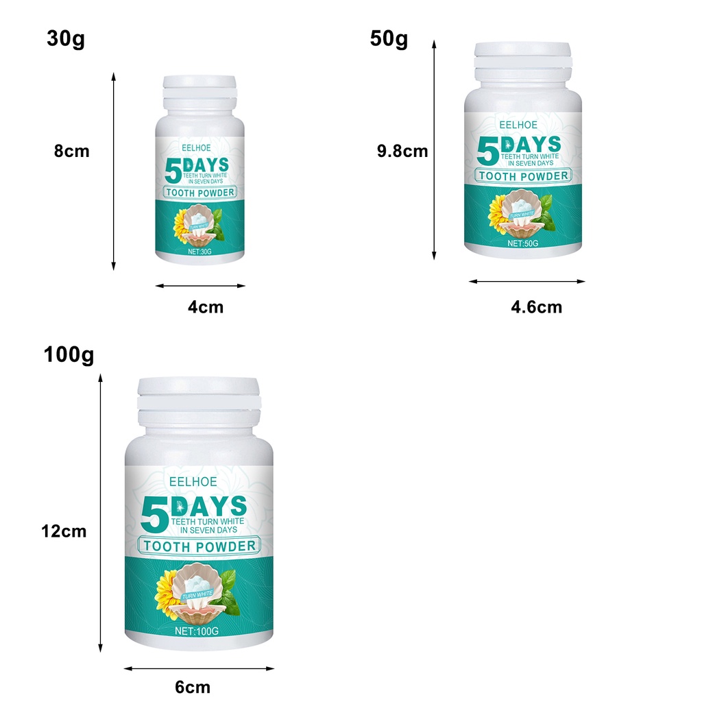Bột tẩy trắng răng 30g / 50g / 100g chiết xuất tự nhiên làm sạch răng miệng