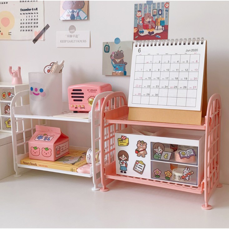 Kệ nhựa mini 2 tầng đựng đồ đa năng siêu xinh - Binashop