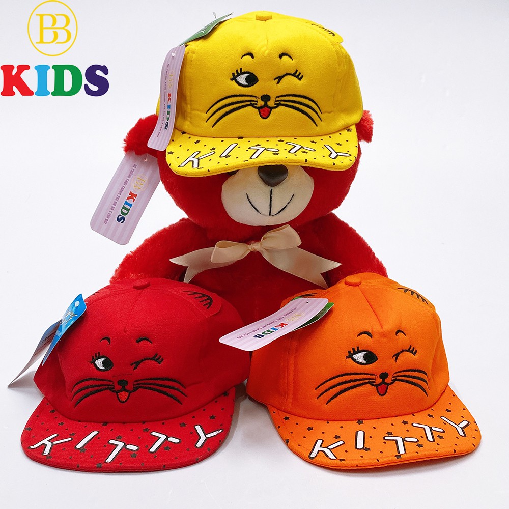 Mũ Phớt ( Lưỡi Trai ) Hàn Quốc Mèo Xinh 4 Màu Đỏ,Xanh,Vàng,Cam Cho Bé - Thời Trang Trẻ Em BB Kids