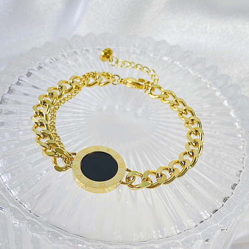 Lắc Tay Dây Xích 2 Mặt Trắng Đen Thép Titan Ko Rỉ TT 3618