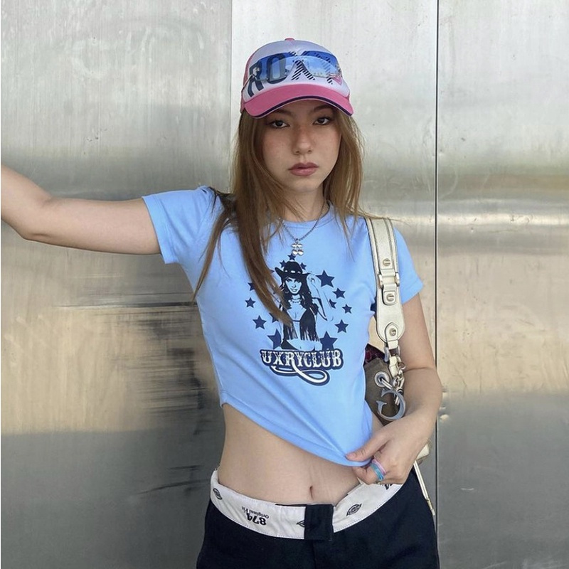 Áo Thun Ngắn Tay Cổ Tròn In Chữ Cá Tính Theo Phong Cách Đường Phố Dành Cho Nữ