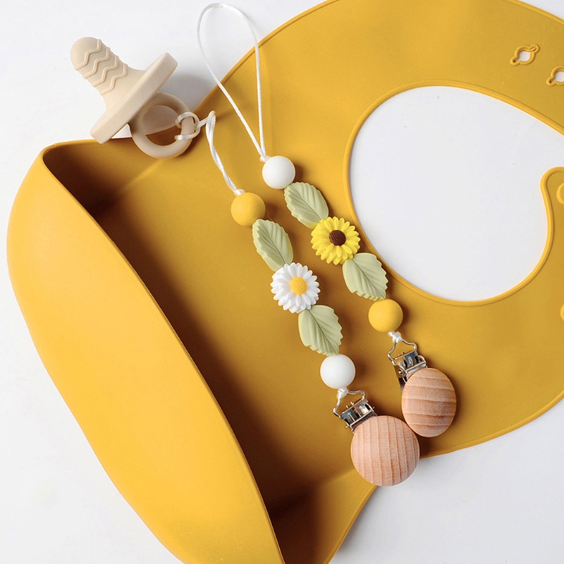Kẹp Giữ Ti Giả Ngậm Mọc Răng Bằng Silicone Phối Dây Xích Handmade Dành Cho Trẻ Sơ Sinh