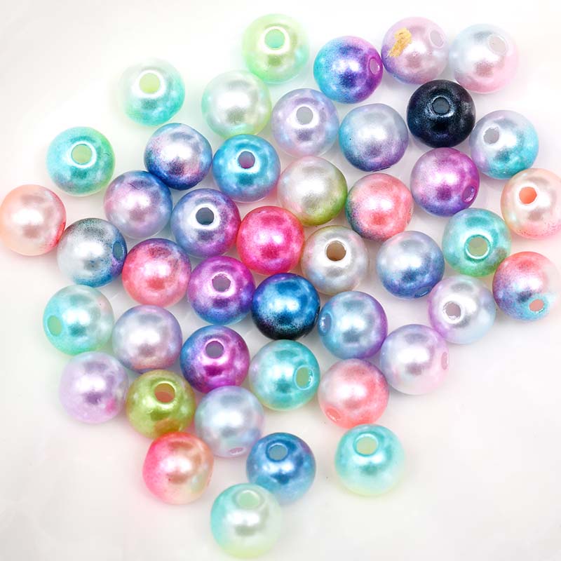 50/100/200 Hạt Ngọc Trai Giả Bằng ABS Màu Gradient Kích Thước 4/6/8mm Dùng Làm Đồ Trang Sức Thủ Công