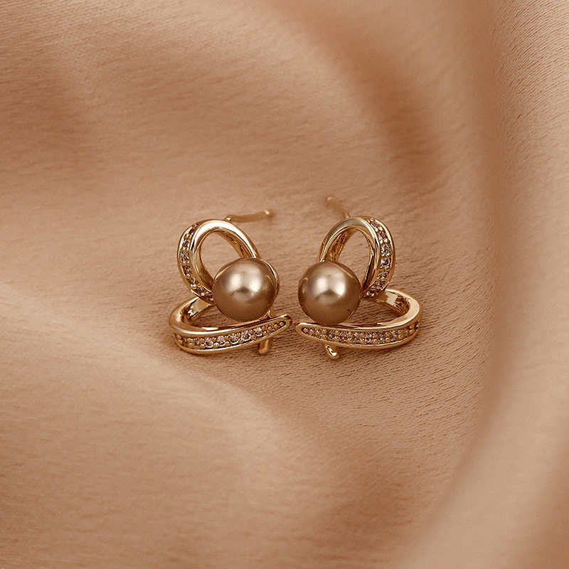 Bông Tai Mạ Bạc 925 Hình Trái Tim Đính Ngọc Trai Xinh Xắn / Khuyên tai