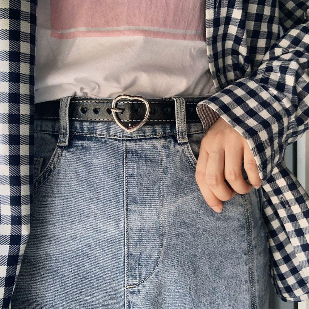Thắt Lưng Da Khóa Kim Loại Hình Trái Tim Phong Cách Hàn Quốc Thời Trang Unisex