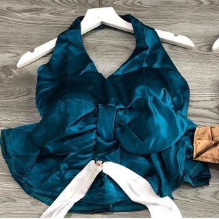 Áo phi lụa hở lưng cổ gài sexy (Có sẵn mod 👄)