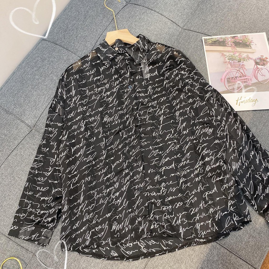 Áo sơmi tằm ý in chữ_CHIBEST_AD039