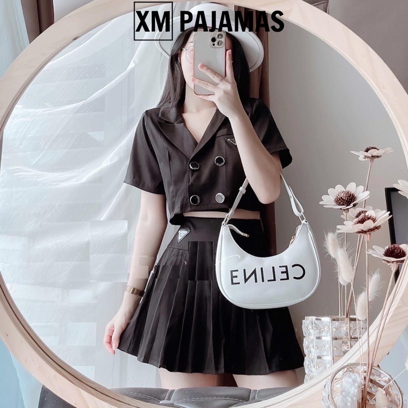 Set váy tenis Padar 2 món dáng ngắn đẹp - Bộ đồ chân váy xếp ly, áo khoác croptop sang chảnh tiểu thư hàn quốc ulzzang