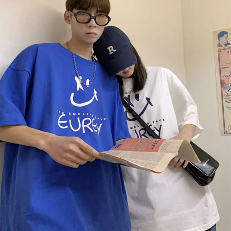Áo thun tay lỡ unisex Mặt cười EUREY