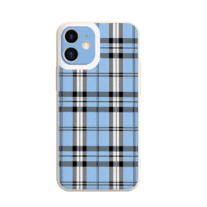 Ốp Điện Thoại iPhone Họa Tiết Sọc Ca Rô Xanh Dương - ốp vuông iphone 12Pro 11 Pro XS Max 6 6S 7 8Plus 8 X XR 13 pro max