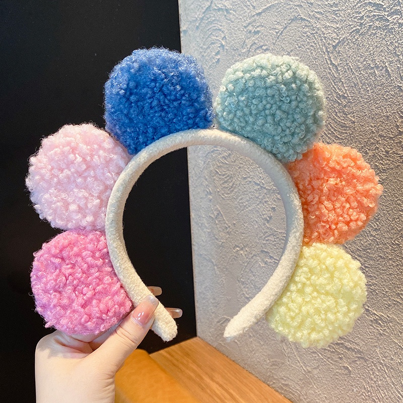 Băng Đô Rửa Mặt Phối Lông Kiểu Hoạt Hình Tai Thỏ Dễ Thương Cho Bé Gái