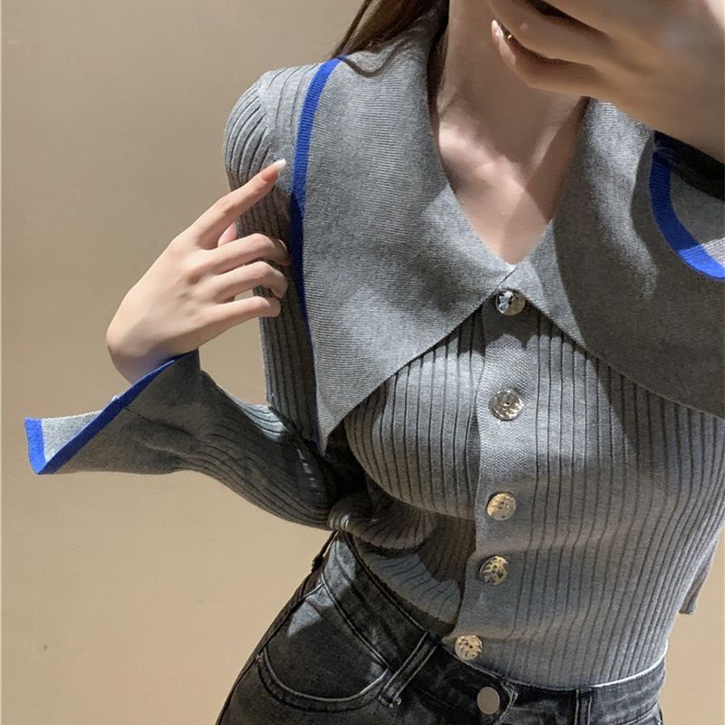 COZOK Áo Sweater Dệt Kim Tay Dài Dáng Ôm Ngắn Thời Trang Cho Nữ