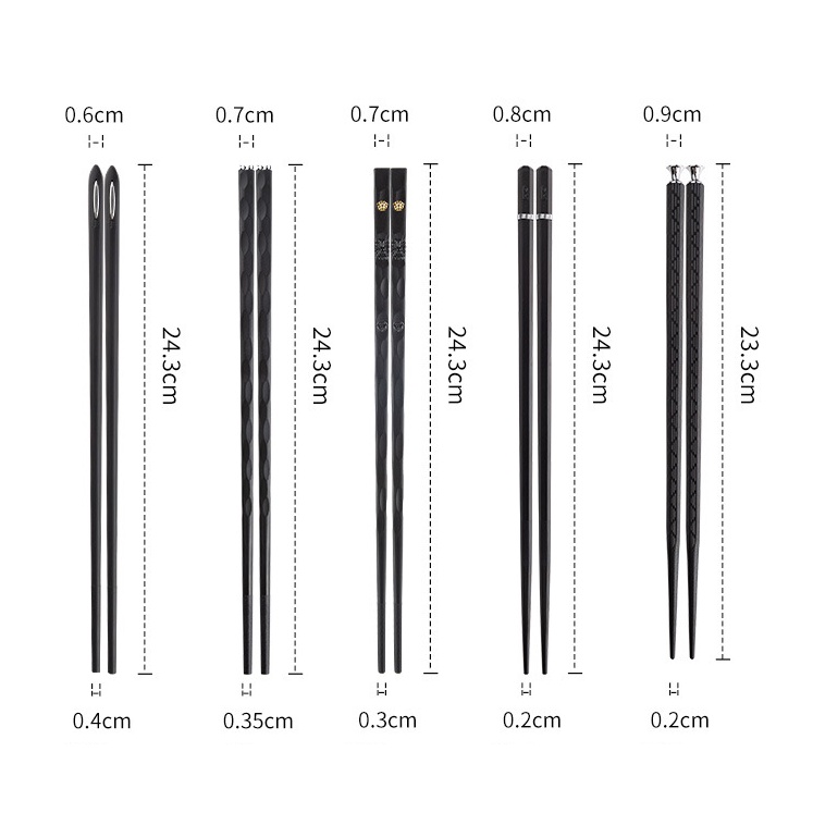 Bộ 5 đôi đũa đen sang trọng nhiều hoa văn T13