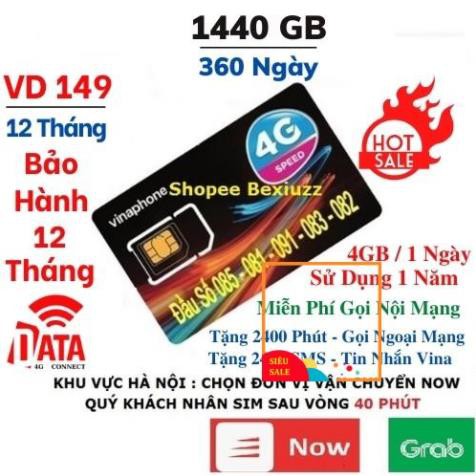 [FreeShip] Sim 4G Vina VD89 VD149 Miễn Phí Data 2GB - 4GB 1 Ngày Và Gọi 12 Tháng Không Cần Nạp Tiền