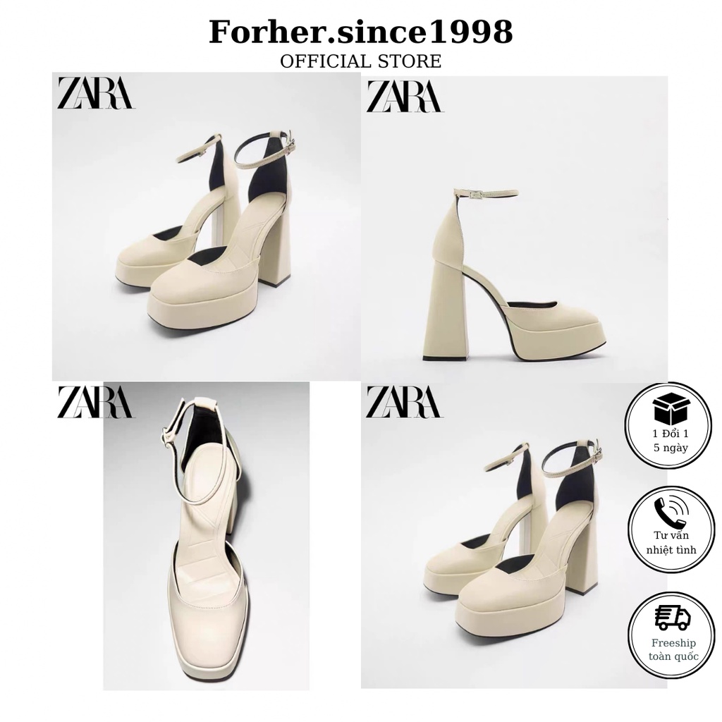 Giày cao gót xuất dư màu be mũi tròn đế xuồng, FH21 Forher.since1998
