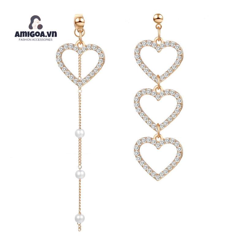 Khuyên Tai Nữ Trang Dáng Dài Tạo Hình Trái Tim Độc Đáo