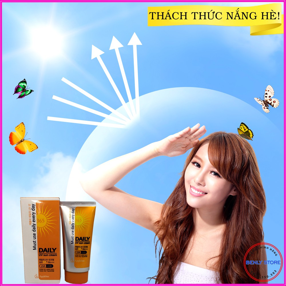 Kem chống nắng vật lý dành cho da dầu- Kiềm Dầu, Nâng Tone - Applebee Daily UV Sun Cream SPF50+ PA+++